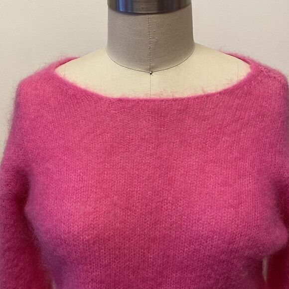 NWT Bianco & Blu Luxury Yarn Kid Mohair Knit Pink Sweater ❤️ - Picture 3 of 6